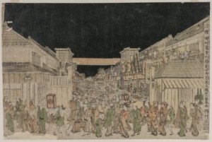 Nattescene, teatrenes gade af Unknown artist