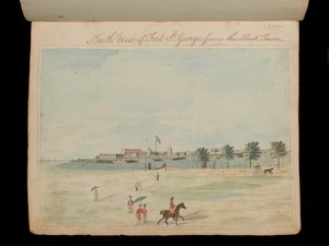 Nordlig udsigt over Fort St. George mod den sorte by, ca. 1800 (akvarel) af Unknown artist