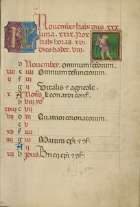 November-kalenderside; Samling af træ af Unknown artist