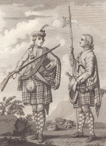 Officer (venstre) og sergent for 42nd Highlanders—the Black Watch—c.1750 (gravering) af Unknown artist