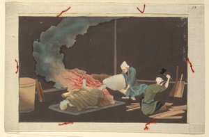 En af seksten scener af en mands død og begravelse af Unknown artist