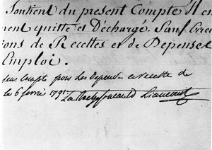 Ordre fra centraladministrationen af departementet Ain, underskrift af hertug de la Rochefoucauld Liancourt - Rochefoucaulds familiearkiv. af Unknown artist