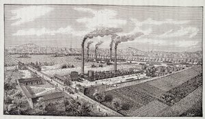 Oversigt over hr. Deutschs olieraffinaderi i Pantin (Seine) af Unknown artist