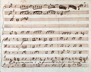 Side med partitur af Extinguish I would like air in Griselda opera af Antonio Vivaldi af Unknown artist
