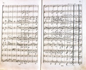 Side af den første tyske udgave af partituret til Symphony n. 1 i C-dur af den tyske komponist Ludwig van Beethoven (1770-1827) (1799-1800). Bonn af Unknown artist