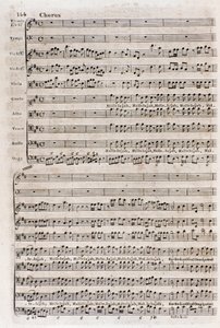 Side med partituret til koret "" Hallelujah"" i "The messiah"" (The messias) af den naturaliserede engelske tyske komponist George Frederick Handel (Georg Friedrich Handel) af Unknown artist
