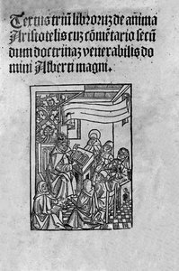Side i tredje bind af "" De Anima"" (Fra sjælen) af den græske filosof Aristoteles (384-322 f.Kr.) kommenteret af Albert den Store (1200-tallet). 1520 af Unknown artist