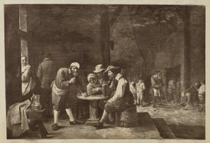 [Maleri af mænd samlet ved et bord]. af Unknown artist