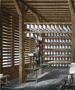 Papirproduktion i 1800-tallet. af Unknown artist