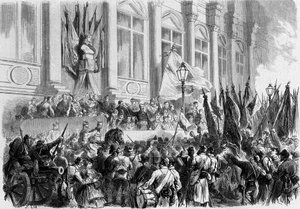 Paris, La Commune: Proklamation af resultaterne af folkeafstemningen den 26. marts 1871 på Place de l