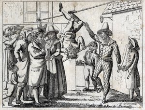 Fest i landsbyen: spil og forklædninger. Gravering sidst i 1700-tallet. Privat samling. af Unknown artist