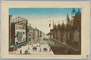 Peep-show, Markus-kirkens plads og den store plads afsluttet af St. Geminian-kirken i Venedig af Unknown artist