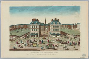 Peep-show, perspektivisk udsigt over Place Dauphine i Paris, nr. 71 af Unknown artist