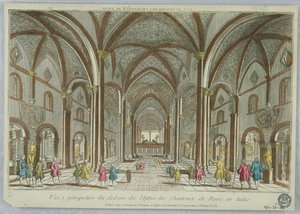 Peep-show, perspektivisk udsigt fra indersiden af ​​den karteusiske kirke i Pavia i Italien af Unknown artist