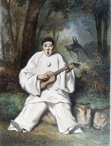 Pjerrot spiller guitar - n.d., slutningen af det 19. århundrede af Unknown artist