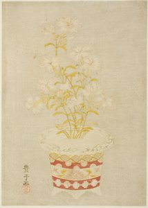 Rosa i en porcelænspotte af Unknown artist