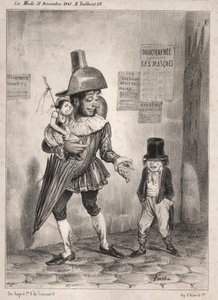 Carnival pochades: Kan du se, om din herre er meget tilfreds med dig, og om du har prisen for visdom i år! Jeg lader dig forklæde dig som en madras! ...næste år!! af Unknown artist
