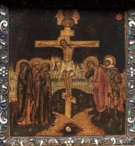 Bærbart Triptykon-ikon: Korsfæstelsen af Unknown artist