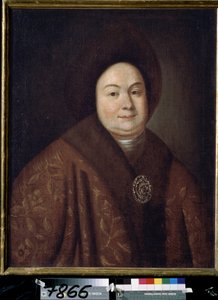 Portræt af tsarinaen Eudoxia Feodorovna Lopukhina (1669-1731), hustru til Peter I af Rusland (Portræt af zarinaen Evdokiya Feodorovna Lopukhina, hustru til zar Peter I af Rusland). Anonymt maleri. Olie på lærred, 80 x 63 cm, begyndelsen af ​​1700-tallet. s af Unknown artist