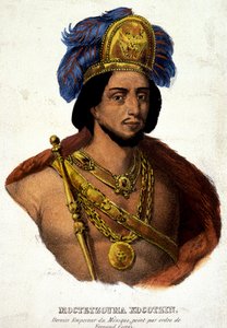 Portræt i buste af Moctezuma (eller Montezuma), sidste kejser af Mexico - ill. 1800-tallet e.Kr. dok. 16. århundrede. af Unknown artist