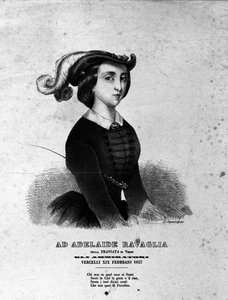 Portræt af Adelaide Ravaglia i repræsentationen af operaen "La Traviata"" af Giuseppe Verdi fra 1857. af Unknown artist