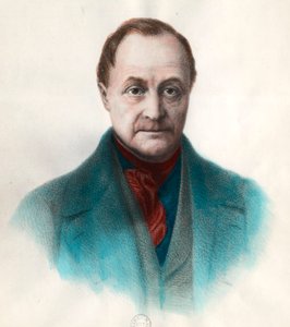 Portræt af Auguste Comte (1798 - 1857), fransk filosof. Indgravering af det 19. århundrede. Privat samling. af Unknown artist