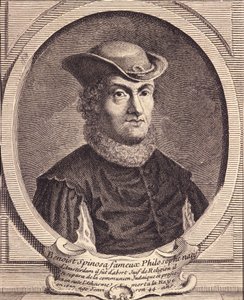 Portræt af Baruch Spinoza (1632-1677), hollandsk filosof, også kendt som Bento de Espinosa eller Benedictus de Spinoza eller Benoit de Spinoza. Indgravering af det 18. århundrede. af Unknown artist