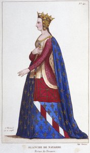 Portræt af Blanche af Navarra (1224 -1283) Dronning af Frankrig Brud til Johannes I. Roux i 1236. Indgravering af 1830 af Unknown artist