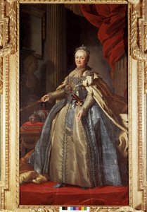 Portræt af Catherine II (1729-1796), imperator af Rusland, bevaret på Drottingholm Slot i Stockholm. af Unknown artist