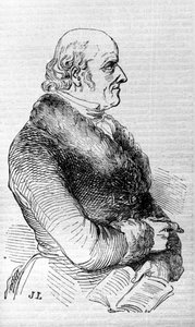 Portræt af Christian Hahnemann (1755 - 1843), grundlæge af homøopati. Indgravering af det 19. århundrede. af Unknown artist