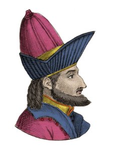 Portræt af Konstantin XI (eller XII) paleolog, kendt som Dragases (Konstantin XI Palaiologos) (1404-1453), byzantinsk kejser. Indgravering af det 19. århundrede. af Unknown artist