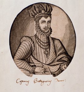 Portræt af Cosimo Bottegari (1554-1620) italiensk lutenist og komponist Gravering. Bologna fra det 17. århundrede, borgerligt musikbibliografisk museum af Unknown artist