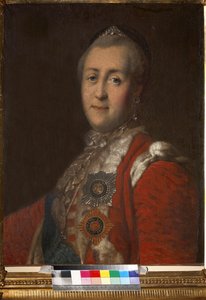 Portræt af kejserinde Catherine II (1729-1796), Anonym. Olie på lærred, anden halvdel af det 18. århundrede, Statens museum for A.S. Pushkin, Moskva af Unknown artist