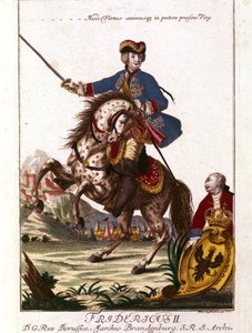 Portræt af Frederik II af Preussen (1712-1786) kendt som Frederik den Store. Indgravering af det 18. århundrede. . af Unknown artist