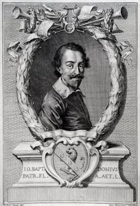 Portræt af Giovanni Battista Doni (1596-1647) italiensk musikolog Gravering fra frontispice af "Lyra Barberin"" af Unknown artist