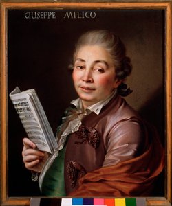 Portræt af Giuseppe Millico (1737-1802) italiensk castrato Anonym maleri. Bologna fra det 18. århundrede, borgerligt musikmuseum af Unknown artist