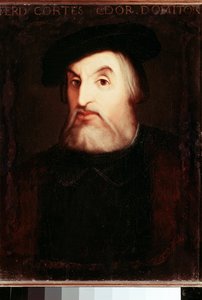 Portræt af Hernan CORTES (1485-1547), spansk conquistador af Mexico. Anonymt maleri. Madrid, Nationalbiblioteket. af Unknown artist
