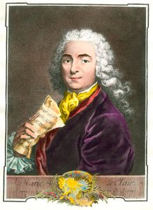 Portræt af Jean Marie Leclair (1697-1764) musiker, komponist og balletmester i kongens værelse. Stik af det 18. århundrede. Privat samling af Unknown artist