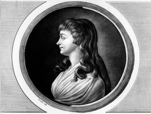 Portræt af Marie-Jeanne Phelippon, hustru til Roland de La Platiere dit "" Madame Roland" (1754-1793). Indgravering i "" Komplet samling af historiske malerier fra den franske revolution, i tre bind.""" 1804. af Unknown artist