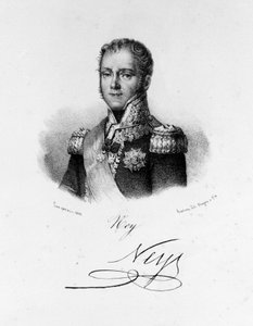 Portræt af Michel Ney, hertug af Elchingen, prins af Moskova (1769 - 1815), marskal af Frankrig. Indgravering af det 19. århundrede. af Unknown artist