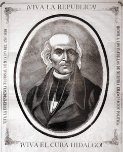Portræt af Miguel Hidalgo y Costilla (1753 - 1811), mexicansk præst (i 1810 proklamerede han sit lands uafhængighed). Indgravering udført til hans ære i slutningen af det 19. århundrede. af Unknown artist