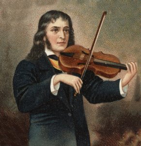 Portræt af Nicolo Paganini (1782 - 1840) italiensk violinist. af Unknown artist
