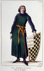 Portræt af Pierre de Dreux, dit Mauclerc, hertug i 1213. Stik af 1830. af Unknown artist