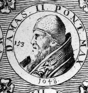 Portræt af pave Damaskus II (død 1048). af Unknown artist
