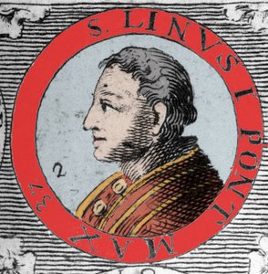 Portræt af pave Lin (Linus, San Lino) eveque af Rom og Peters efterfølger. 1. århundrede. Indgravering af 1800-tallet. af Unknown artist