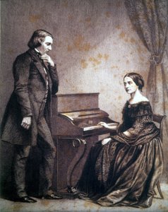 Portræt af Robert Schumann (1810 - 1856), tysk komponist, og Clara Schumann (1819 - 1896), tysk pianist. af Unknown artist