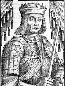 Portræt af Roger II af Hauteville (Ruggero Altavilla) (1097-1154), grundlæggeren af monarkiet på Sicilien. Xilografi af det 16. århundrede. af Unknown artist