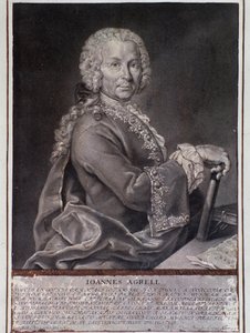 Portræt af den svenske komponist og violinist Johan Joachim Agrell (gravering af Unknown artist