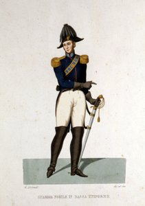 Portræt af et medlem af Vatikanstatens adelige garde. af Unknown artist