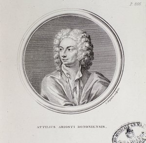 Portræt af den italienske komponist Attilius Ariosti (gravering af Unknown artist